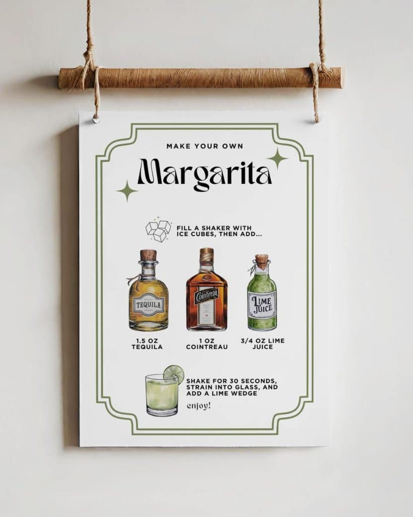 margarita cocktail recipe card template