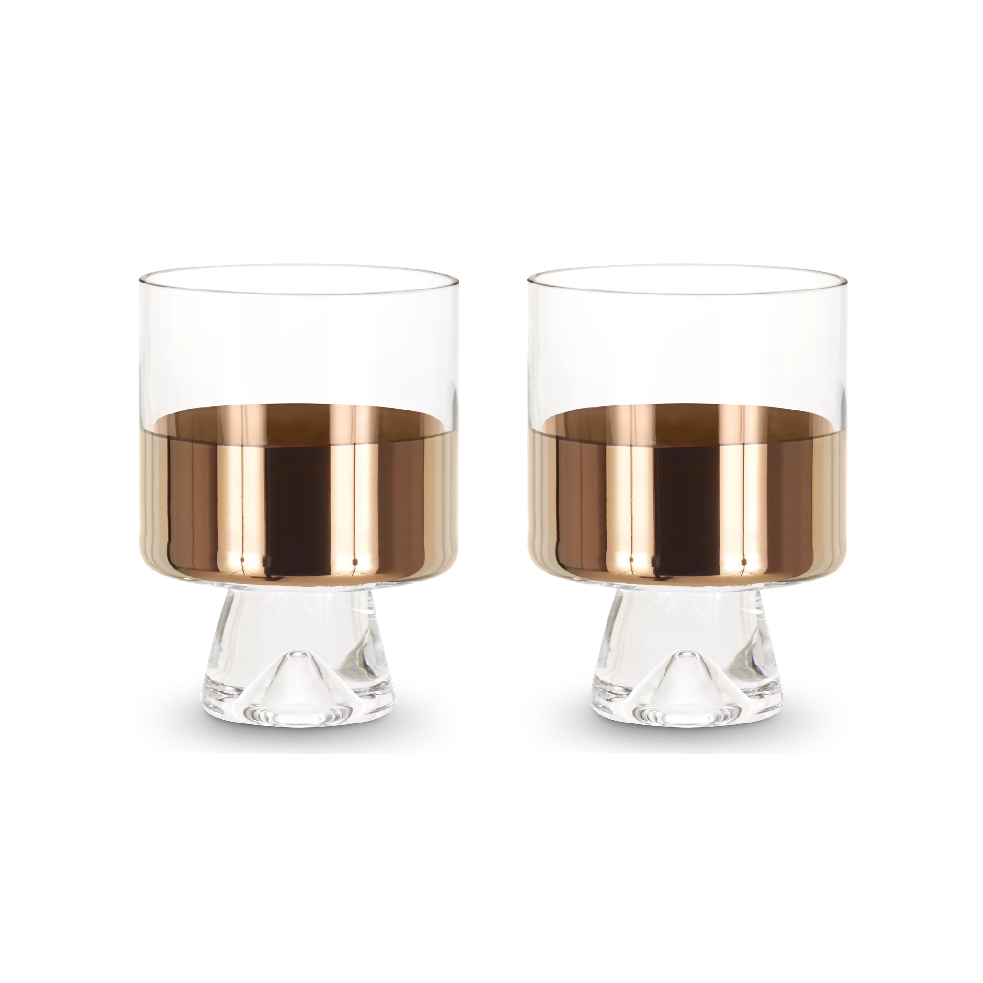 modern copper lowball glasses for a boho bar cart