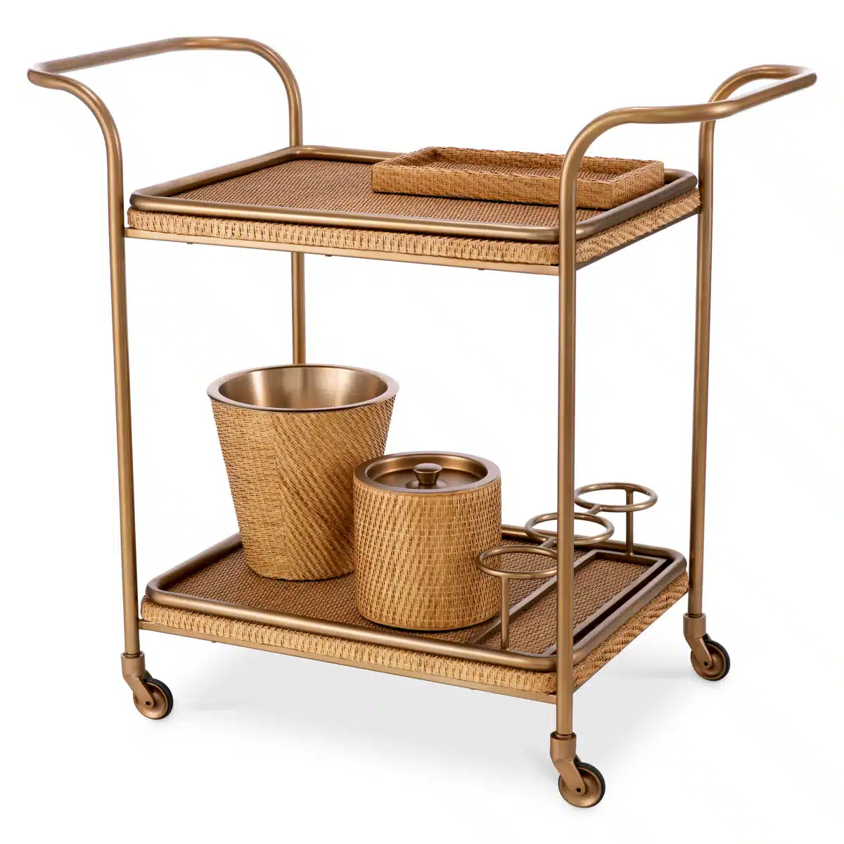 rattan bar cart for boho bar cart styling ideas