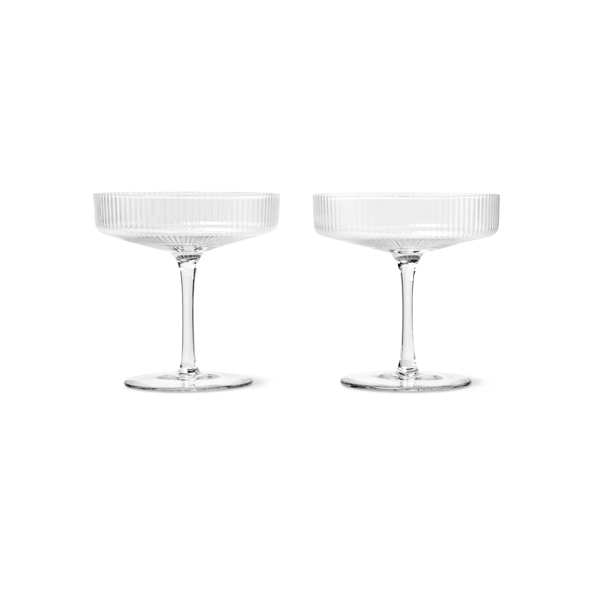 ribbed coupe cocktail glasses for a boho modern bar cart