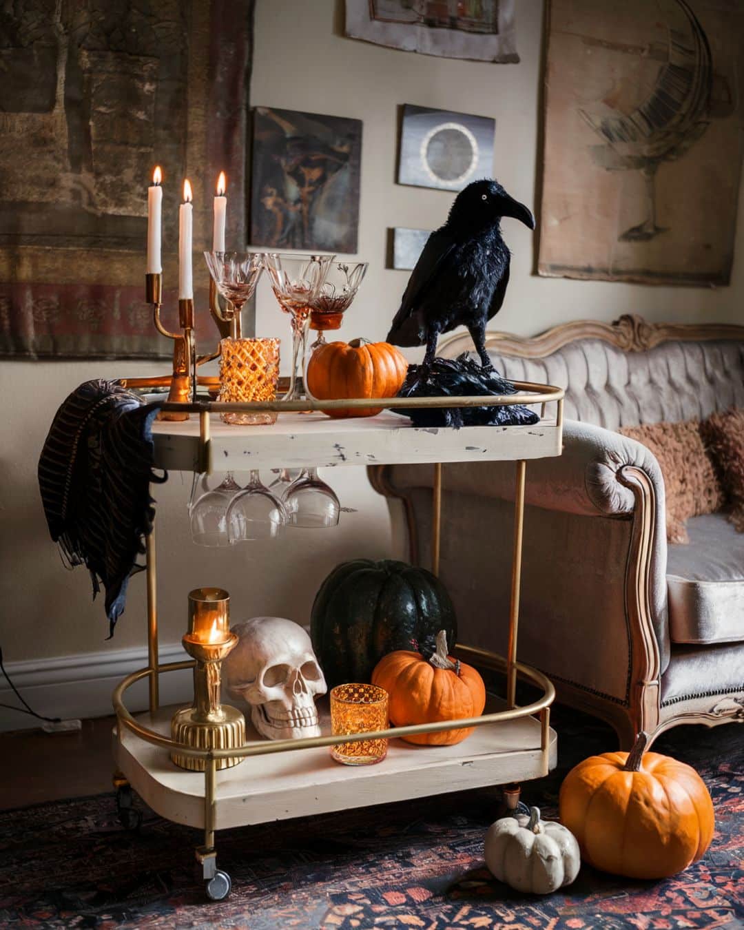 halloween bar cart styling ideas
